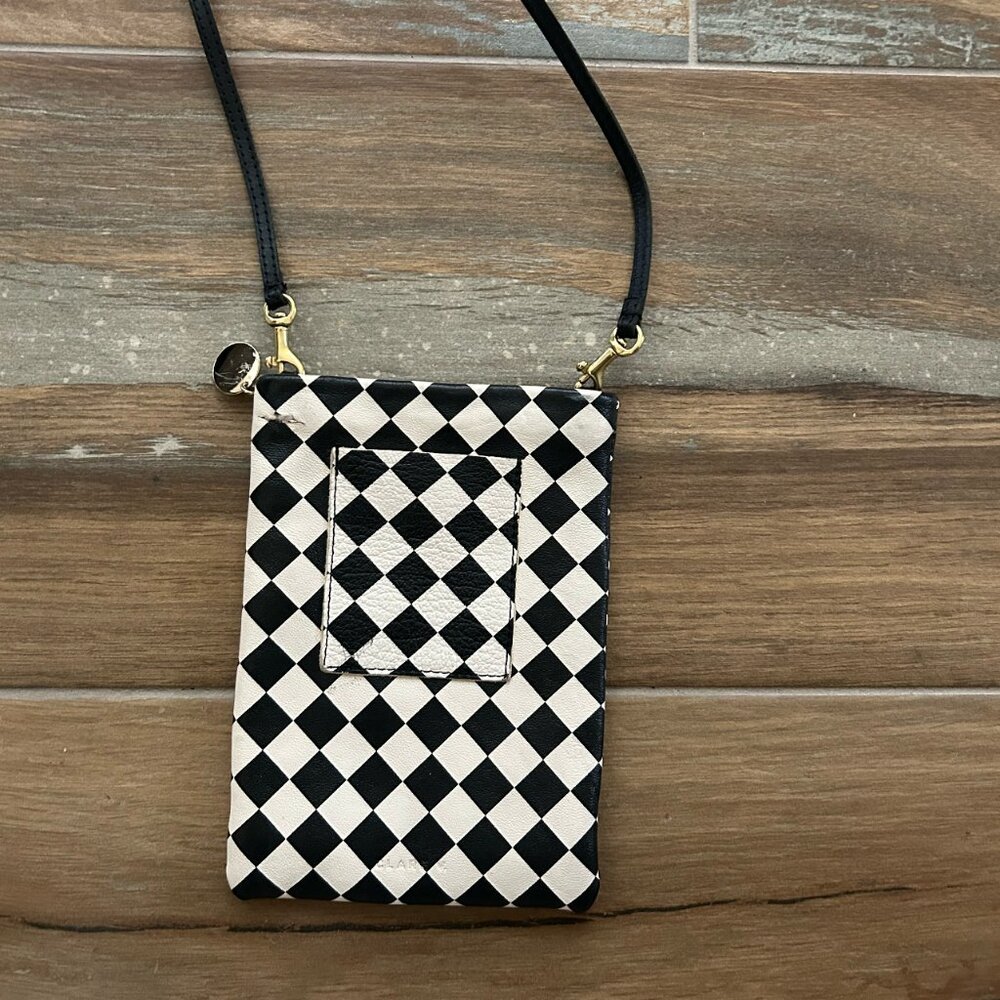 Clare V Black and White Checkered Crossbody Bag